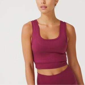 NWOT Terez TLC Crop Top In Black Raspberry